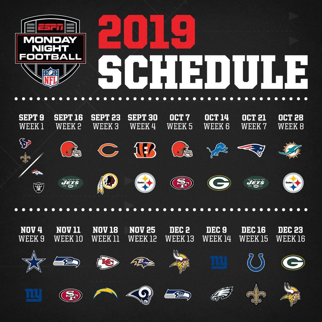 2019 Monday Night Football Schedule | One World Media News